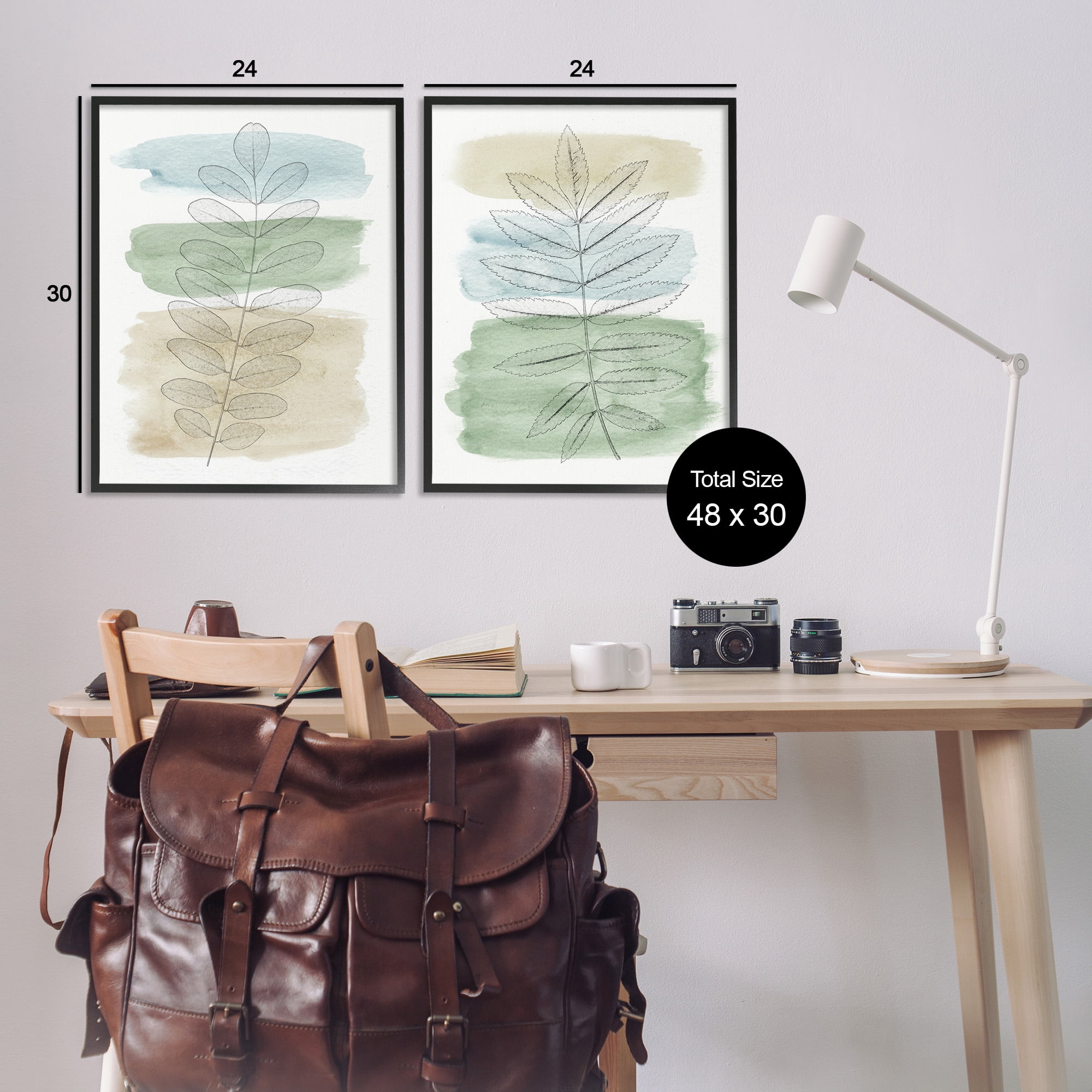 Stupell Industries Neutral Spring Forest Branches Botanical & Floral Painting Black Framed Art Print Wall Art, 24 x 30, Set of 2