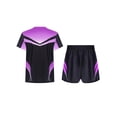 thumbnail image 2 of RUNQHUI Kids Unisex Boxing Shorts and Shirt Outfits Boxer Uniforms Boxing Clothes Set Purple 8, 2 of 6