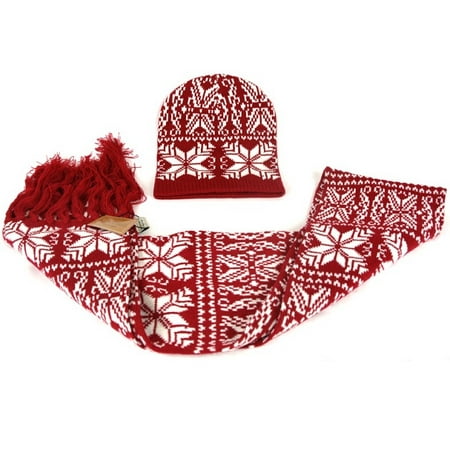 Gold Coast Snowflake Winter Hat & Scarf Set in