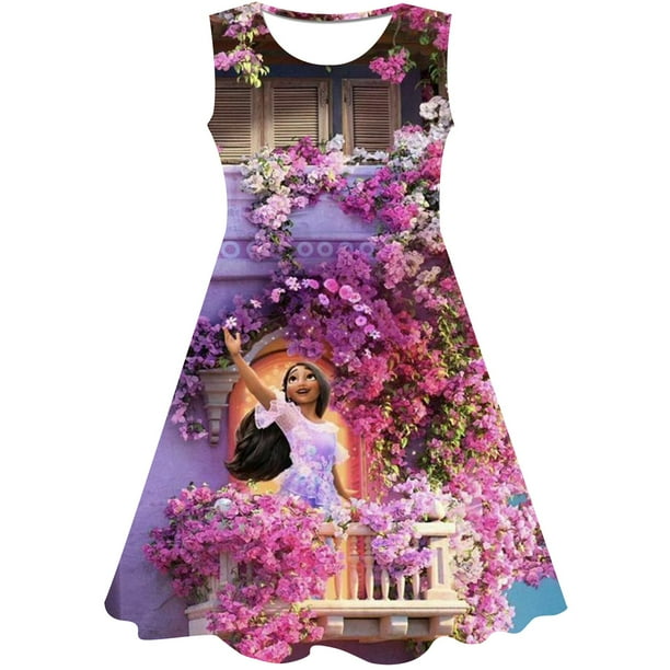 Disney Magic full house princesa vestido estampado de dibujos animados niñas Magic full house princesa vestido lindo fiesta de cumpleaños princesa Dress7T Gao Jinjia LED