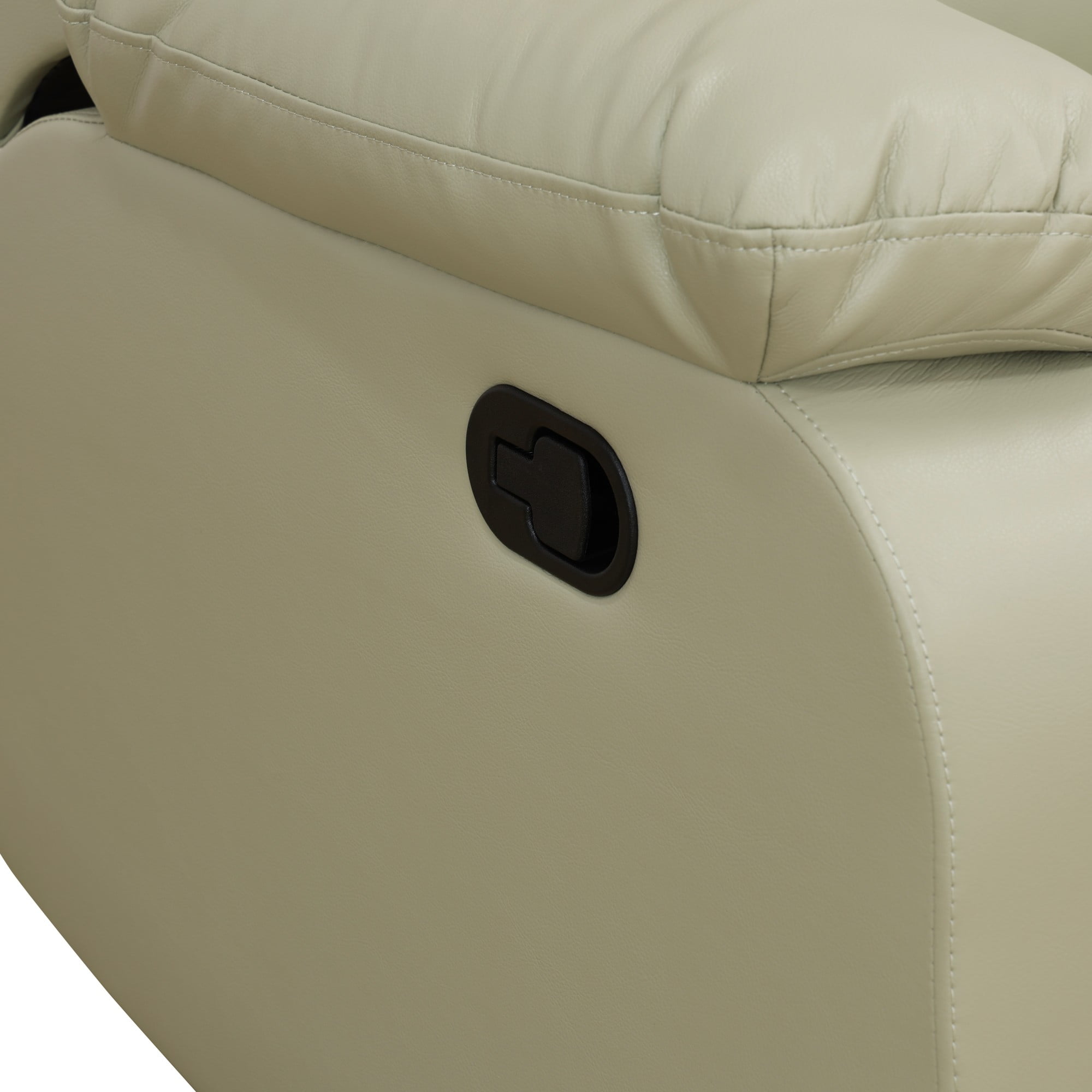 Gewnee Beige 3-Piece Living Room Air Leather Recliner Sofa Set with Console & Cup Holders