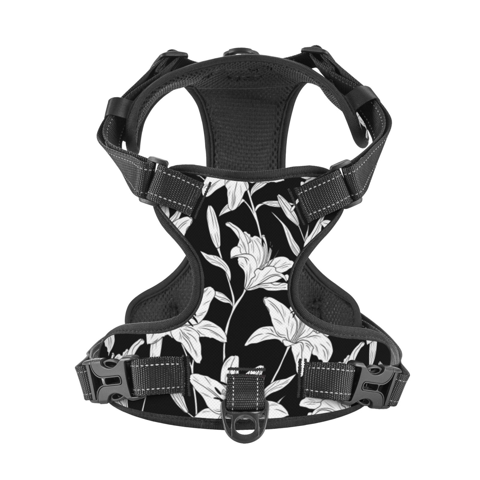 Kdxio Lilies Flowers Print No Pull Dog Harness Adjustable Reflective Oxford Easy Control Medium Large Dog Harness for Training and Everyday-Small