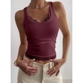 thumbnail image 5 of Women's Y2K Lace Tank Top Sleeveless Square Neck Crop Tops Streetwear Wine Red S, 5 of 9