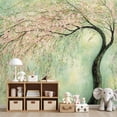 thumbnail image 7 of Peel and Stick Wallpaper Wall Murals Floral Flower Tree Modern Sage Green Decorative 69"H x 96"W Removable Wall Paper Self-Adhesive Wall Decor for Bedroom Living Room Nursery, 7 of 7