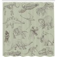 thumbnail image 2 of Abstract Shower Curtain, Simplistic Classic Greek Inspired Pattern in Monochrome Design, Cloth Fabric Bathroom Decor Set with Hooks, Umber and Taupe, 2 of 4