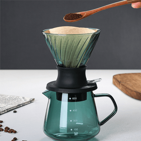 

600ML Immersion Dripper Switch Glass V60 Pour over Coffee Maker V Shape Drip Coffee Dripper and Filters Transparent