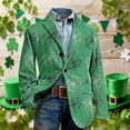 thumbnail image 5 of BLTIBY Men's St. Patrick's Day Corduroy Blazer Shamrock Jackets Button Loose Work Lapel Coat with Pockets Green 2 4XL, 5 of 5