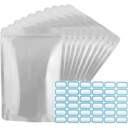 60 Pack 1 QUART Mylar Bags for Long Term Food Storage Extra Thick 9.4 Mil 7''x10'' Standable Resealable Ziplock Food Grade Bags for Packging Products