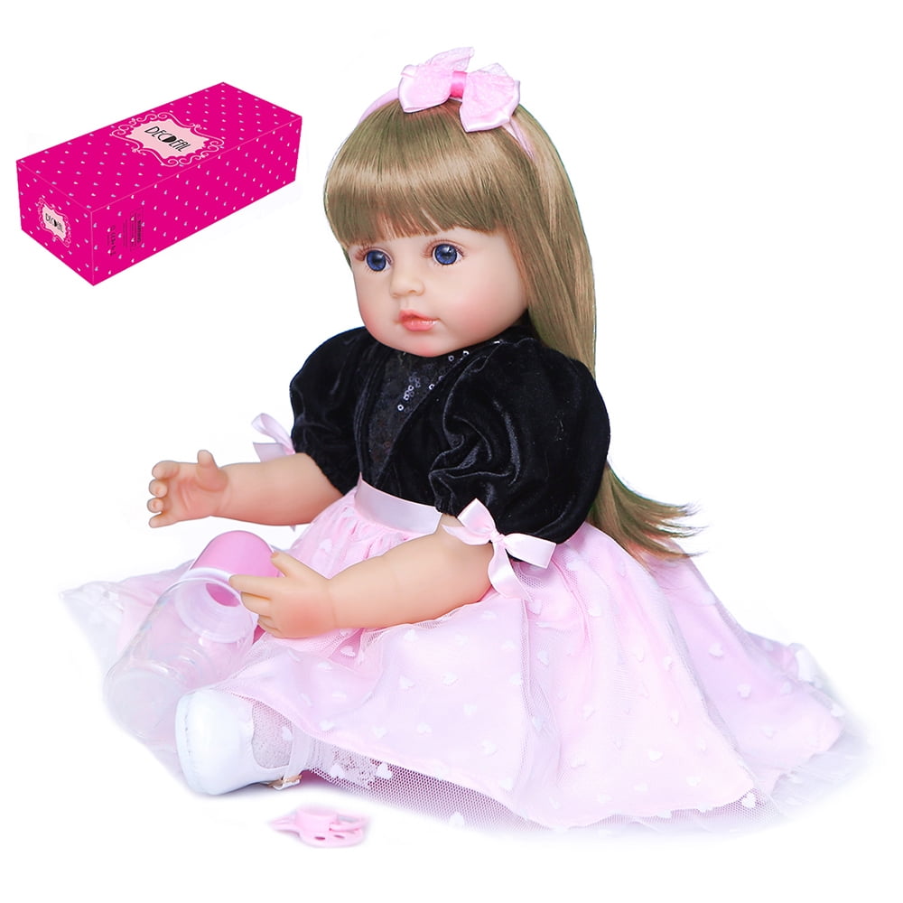 Decdeal 22 inch Baby Doll Silicone Full Body Lifelike Cute Bath Dolls