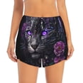 thumbnail image 2 of KLL Purple-Eyed Floral Leopard Pattern Shorts Women,Athletic Shorts High Waisted Running Shorts Pocket Sporty Short Gym Elastic Workout Shorts-X-Large, 2 of 7