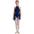 thumbnail image 4 of YEAHDOR Girls Chiffon Lyrical Modern Dance Dress Sparkle Sequin Ballet Leotard Dancewear Costume A Dark Blue 6, 4 of 7