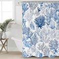 thumbnail image 4 of Shower Curtain Bathroom Set Summer Watercolor Blue Gray Coral Waterproof Fabric Shower Curtains with Grommets&Hooks Marine Life Ocean Shell Privacy Bath Curtain for Bathtub 36x72in, 4 of 7