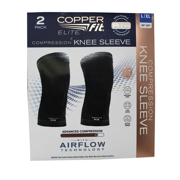 Copper Fit Élite Manchon de Compression de Genou avec Technologie de Flux d'Air (L / XL) 2 Pack