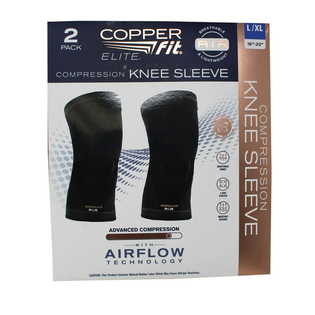 Copper Fit Elite Manchon de Genou de Compression avec Technologie d'Écoulement (G/TG) Lot de 2