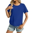 thumbnail image 2 of Women's Tops, Women's Crew Neck Ribbed Fitted Shirt Basic Short Sleeves Summer T Shirt Tops, 2 of 8