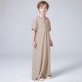thumbnail image 6 of Thick Thermal Boy Short Set Arabic Thobe Thobe Short Sleeve Embroidery Kaftan Crew Collar Robe With Button Up For Boys Girls, 6 of 7