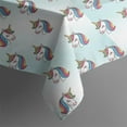 thumbnail image 5 of Light Blue Cartoon Unicorn Head Pattern Square Tablecloth,Waterproof Square Table Cover,Wipeable Spillproof Washable Table Cover for Home Kitchen Party Decor 42"X42"(107x107cm), 5 of 6