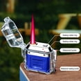 thumbnail image 6 of FHBVT USB Rechargeable Flameless Windproof Waterproof Lighter With 3-Mode LED Flashlight Charging Transparent Body Blue LED Power Nylon Lanyard For Camping Candle Father's Day New Year Gift Lighter, 6 of 7
