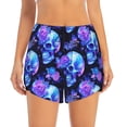 thumbnail image 2 of Fuzoiu cool crystal Skull flower Print Women's Athletic Shorts, Double-Layer Running Shorts with Pocket,Women's Workout Shorts for Yoga, Gym, and Workouts-Small, 2 of 7