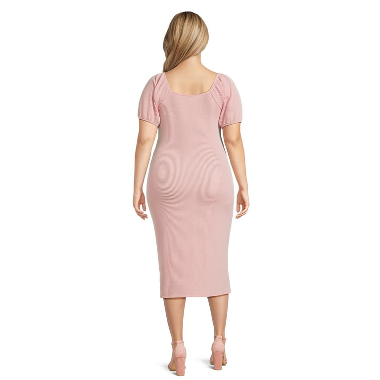 No Boundaries Juniors Plus Size Wiggle Knit Midi Dress Walmart