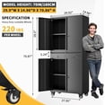 thumbnail image 2 of Bingirl Large 71 Inch Garage Storage Cabinet 4-Tier Metal Locker with Lockable Wheels Adjustable Shelves Black, 2 of 8