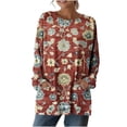 thumbnail image 4 of Craaazy Chemises Thermiques pour Femmes Col Rond Imprimés Rétro Manches Longues Vêtements Amples avec Poches Cadeaux, 4 of 7