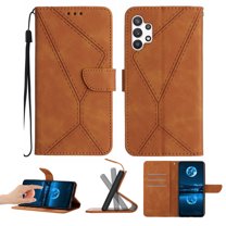 Wallet Case For Samsung A13 4G, RFID Blocking Magnetic Flip Case with Card Slots Holder Kickstand Wrist Strap, PU Leather Folio Shockproof Protective Cover For Samsung Galaxy A13 4G, Brown