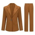 thumbnail image 3 of Women's 2 Piece Business Suit Set Lapel Single-breasted Polyester Suit Jacket With Straight Trousers, 3 of 5