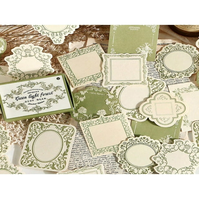 LNGOOR A Box Of 30 Pieces Simple Creative Relief Printing Sticky Note Material Paper DIY Decoration Collage Handicraft Material Personalized Scrapbook School Stationery
