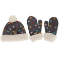 thumbnail image 4 of BambooMN Adult Women's Super Soft Warm Fuzzy Cozy Winter Socks, Beanie Pom Pom Hat and Mittens Set - 1 Set Rainbow Dots, 4 of 6