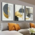 thumbnail image 2 of 3pcs Luxury Golden & Black Geometric Canvas Art Set - Frameless Abstract Wall Decor, Modern Minimalist Style for Living Room, Bedroom, Dining Area, Room Decor, 2 of 4