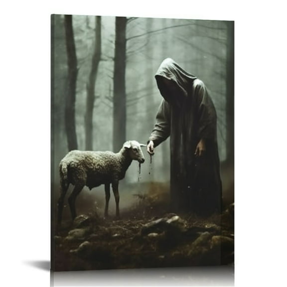 EastSmooth  Jesus and Lamb Canvas Wall Art Jesus Running After Lost Lamb Picture Wall Art Jesus Canvas Print Christian Wall Decor Art Christian Home Decor Jesus Pictures Christian Gift