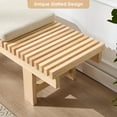 thumbnail image 6 of Zesthouse 59.4" Slatted Wooden Entryway Bench, Farmhouse Wooden Shoe Bench with 2 Linen Seat Cushions, Natural Solid Wood Legs, Indoor End of Bed Stool for Hallway, Living Room, Beige, 6 of 9