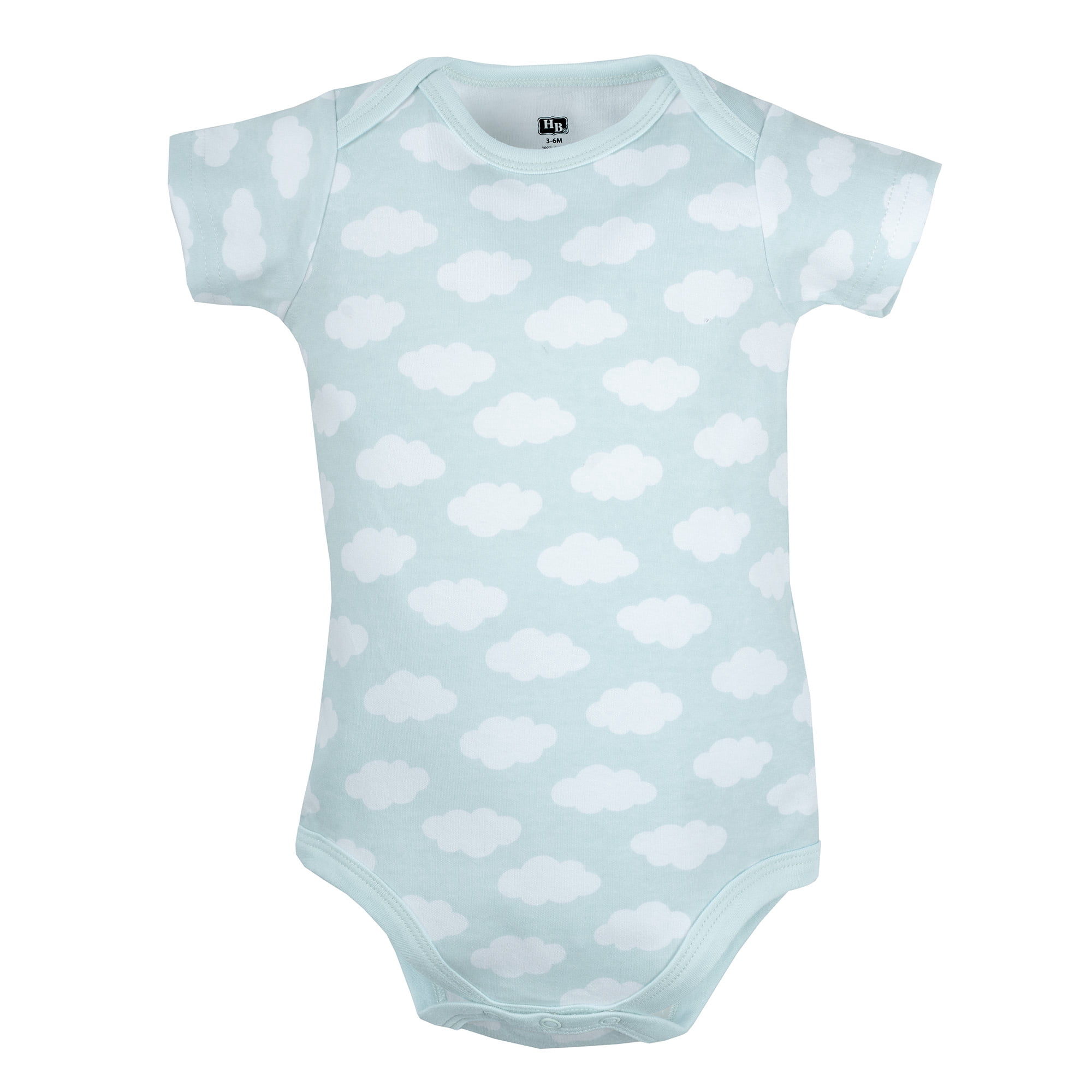 Hudson Baby Infant Cotton Bodysuits 3-Pack, Hello World Cloud, 6-9 Months