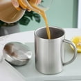 thumbnail image 5 of Stainless Steel Coffee Mug with Lid-Double Wall Coffee Cups with Spill Resistant Lid for Home Camping Travel Outdoors Keep Drinks Hot (Smooth, 400ML/14OZ), 5 of 10