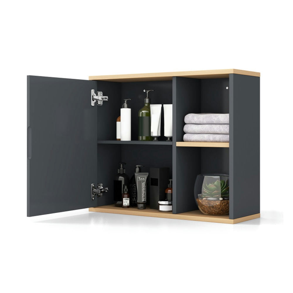 Finihen Bathroom Wall Cabinet, Wall Mounted Bathroom Mirror Cabinet, Bathroom Wall Mounted Cabinet with Single Mirror Door and Adjustable Shelf, for Bathroom, Gray Finihen Bathroom Wall Cabinet, Wall Mounted Bathroom Mirror Cabinet, Bathroom Wall Mounted Cabinet with Single Mirror Door and Adjustable Shelf, for Bathroom, Gray