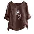 thumbnail image 1 of Blouses pour Femmes T-shirt Imprimé Manches Courtes Blouse Col Rond Hauts Décontractés, 1 of 1