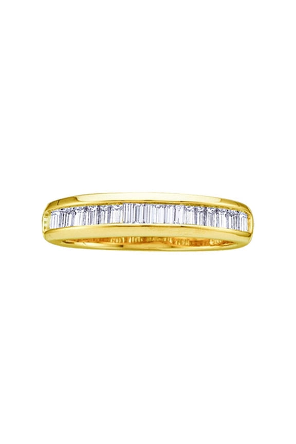 10kt Yellow Gold Womens Baguette Diamond Wedding Anniversary Band 1/6 Cttw