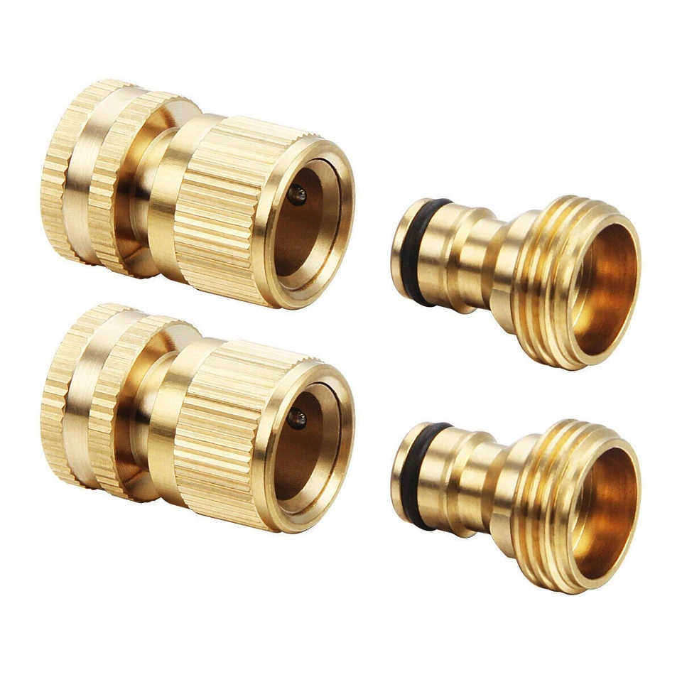 PURELY- 4X Garden Hose Quick Connect Water Hose Fitting 3/4" Brass Female Male Connector