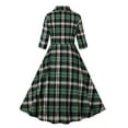 thumbnail image 4 of WCMZJ Women Vintage 1940s Dress Retro 40s 50s Button Down A Line Cocktail Dresses 3/4 Sleeve Formal Dress Green XXL, 4 of 7