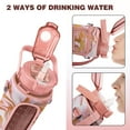 thumbnail image 3 of Pink&Gold Marble 64 Oz Half Gallon Water Bottle with Sleeve - BPA Free Leakproof Sport Large Plastic Water Bottle with Straw Strap & Insulated Neoprene Holder Carrier Bag Great Gift for Women Men, 3 of 7