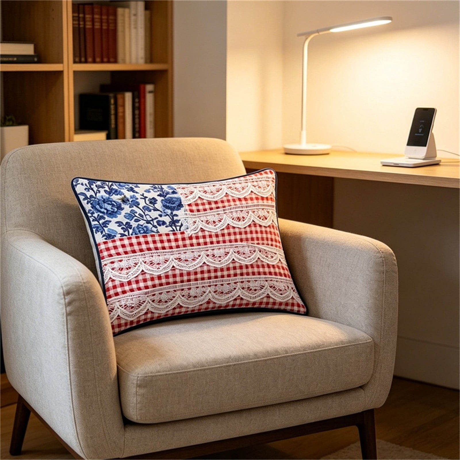 Patriotic Pillow - 9x15in Throw Pillow Cover for 4th of July Patriotic Independence Memorial Day Stripes America Flag Decor Cushion Case for Sofa Couch