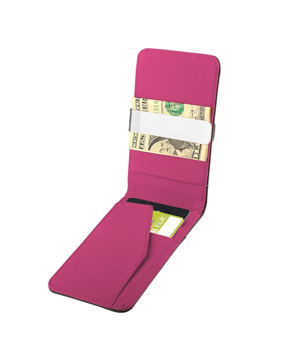 Mens Leather Wallet Silver Money Clip Slim Wallets ID Credit Card Holder Purse