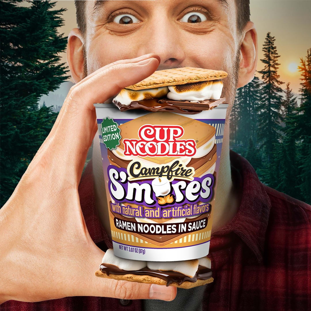 Nissin Foods Cup Noodles Limited Edition Ramen Noodles, Campfire S'mores Flavor, 3.07 oz Cup, Shelf-Stable