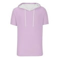 thumbnail image 2 of Mens T-Shirts Solid Color Hooded Short Sleeve Loose Casual Plus Size Comfortable Sports Tops Pullover Tshirts Holiday Wear,Purple,S, 2 of 5