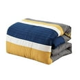 thumbnail image 3 of Chezmoi Collection Arden 7-Piece Modern Pleated Stripe Embroidered Zigzag Bedding Comforter Set (Oversized King, Navy/Gray/Yellow/White), 3 of 7