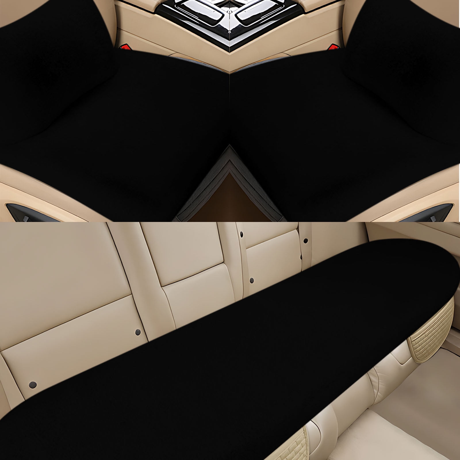 geerera 5Pcs Car Front Rear Seat Cushion with lumbar pillows, Soft Warm Winter Auto Seat Cover, Vehicle Seat Protector Pad With Non-Slip Backing, Car Accessories for Home and Office Chair