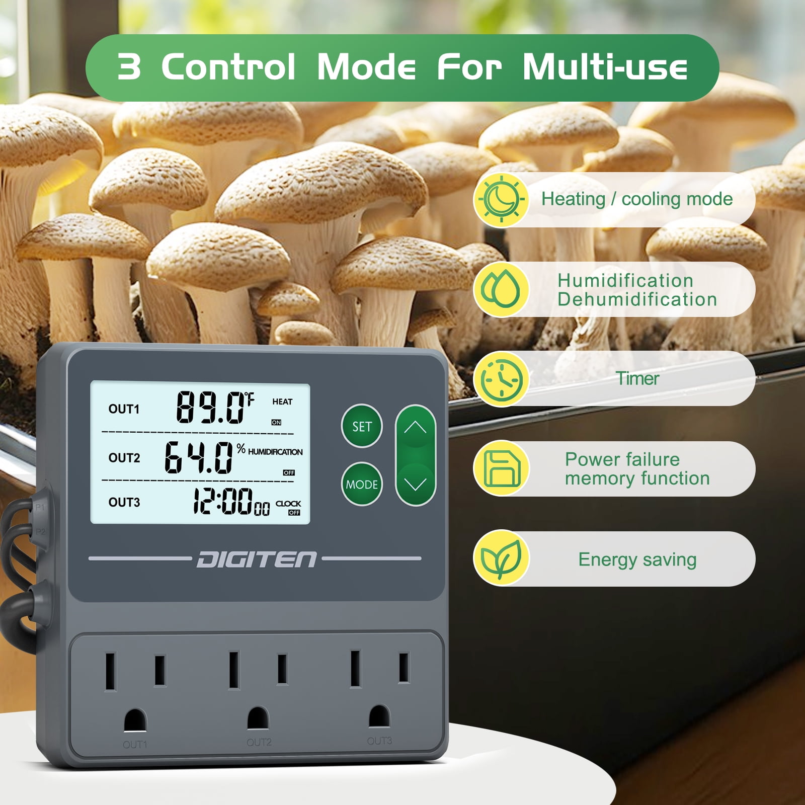 SENSTREE 10A Dual Probe Temperature & Humidity Controller, Independent Sensors for Precise Temperature and Humidity Control, Compatible with Humidifiers, Dehumidifiers, Heating & Cooling Systems