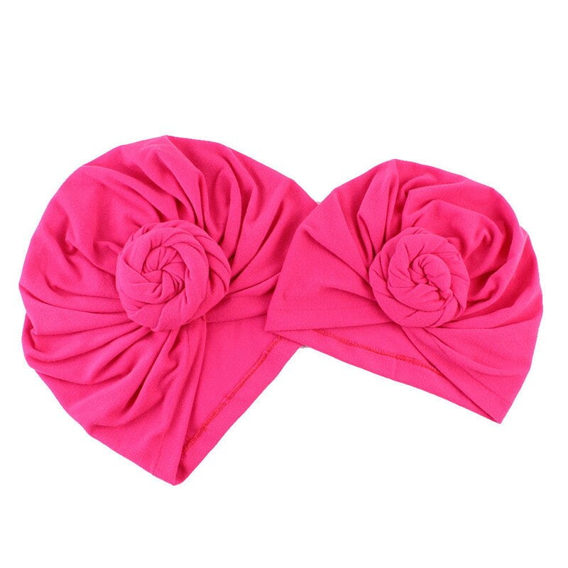 2 pc Mommy and Baby Turban Solid Headband Hair Knotted Pleuche Accessories 