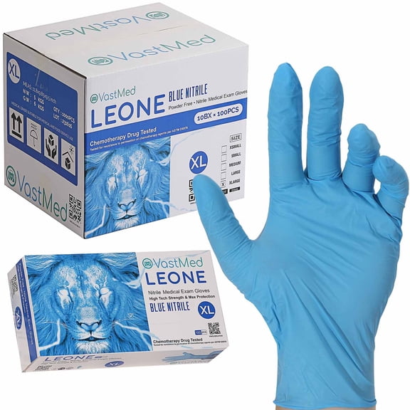 100PCs Dental Grade Examination Leone Nitrile Gloves by VASTMED | 4.0G Finger Tips Texture Latex/Powder-Free Professional Grade Gloves